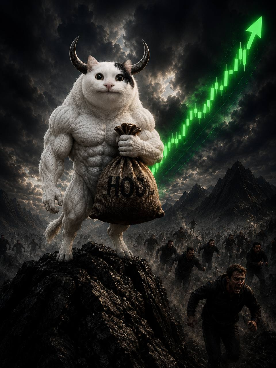 King of the mountain, HODL bag in hand