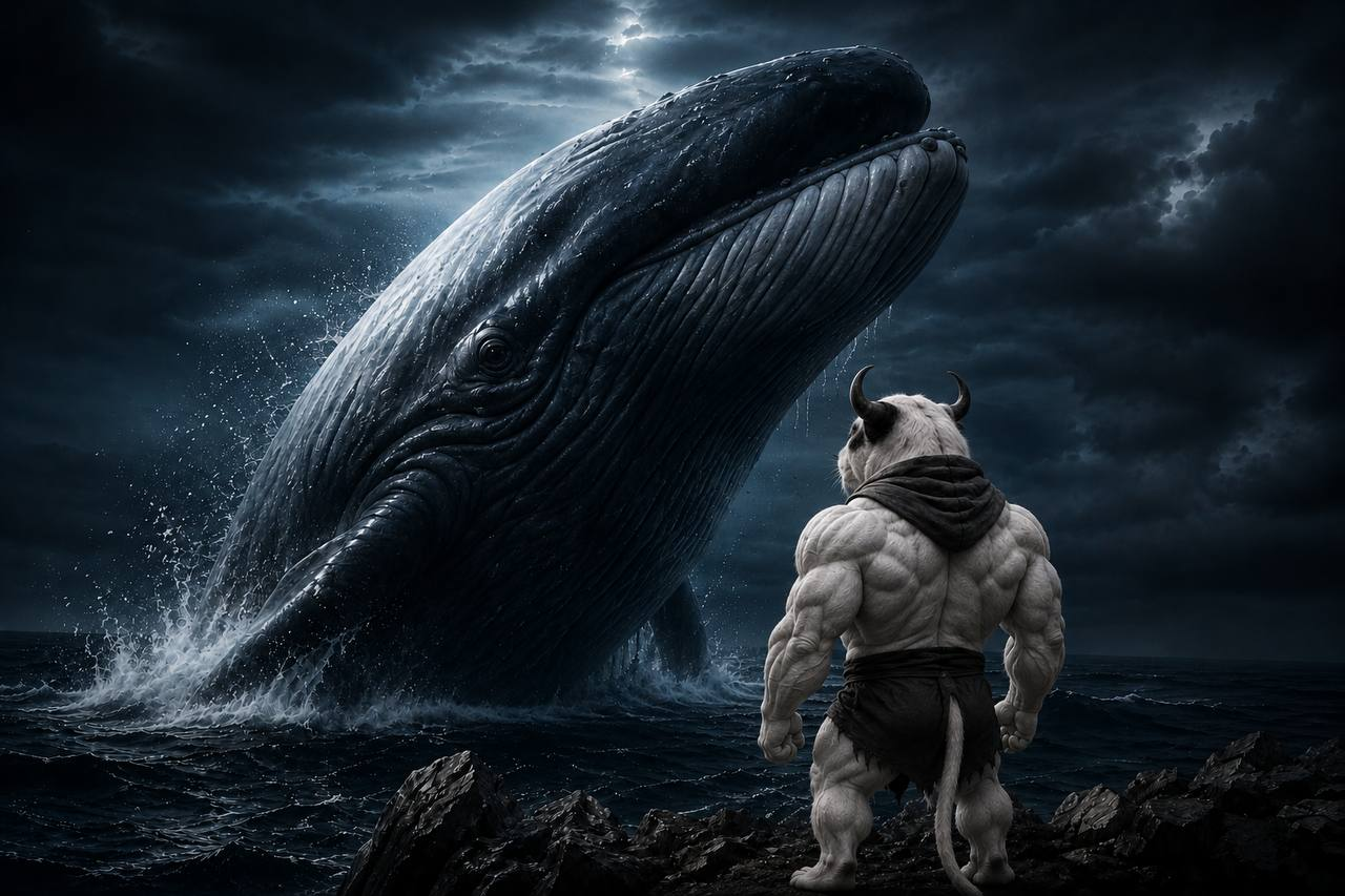 Standing before the whale